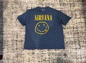 Nirvana Smiley Face Graphic T-Shirt Size 2XL Blue Band Merch